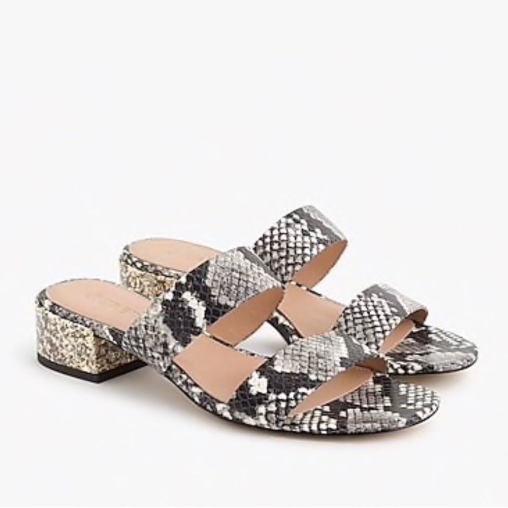 JCREW SNAKESKIN SANDALS w/ GLITTER HEEL sz 7.5 NIB
